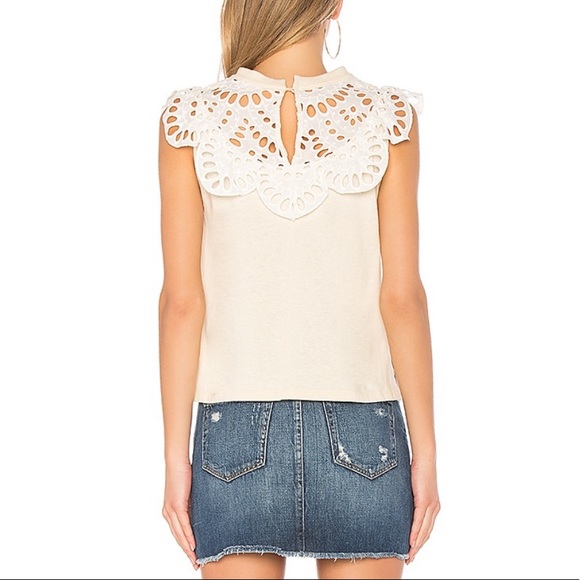 See By Chloe Eyelet Bib Neck Cotton Top Buttercream white - Picture 3 of 14